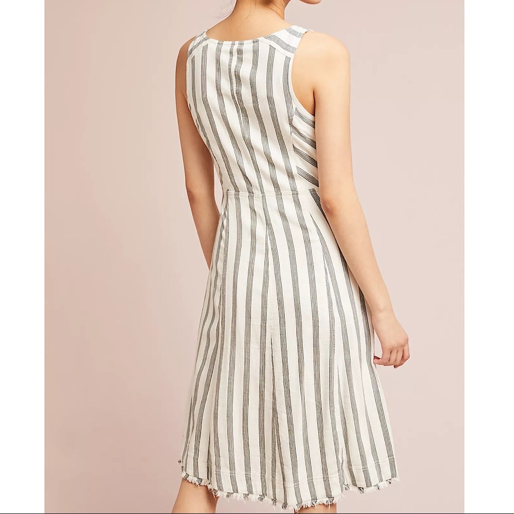 Maeve White and Gray Striped Button-Front Midi Dress - Picture 3 of 6